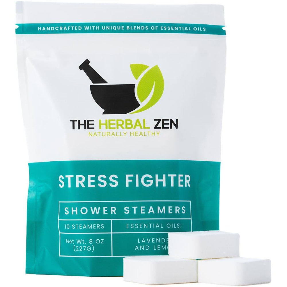 Stress Fighter Shower Steamers Aromatherapy for Relaxing - Christmas Gift - Adult Stocking Stuffer - USA Made - Lavender & Lemon Shower Bomb Tablets - Soothing Natural Essential Oils (10 Pack)