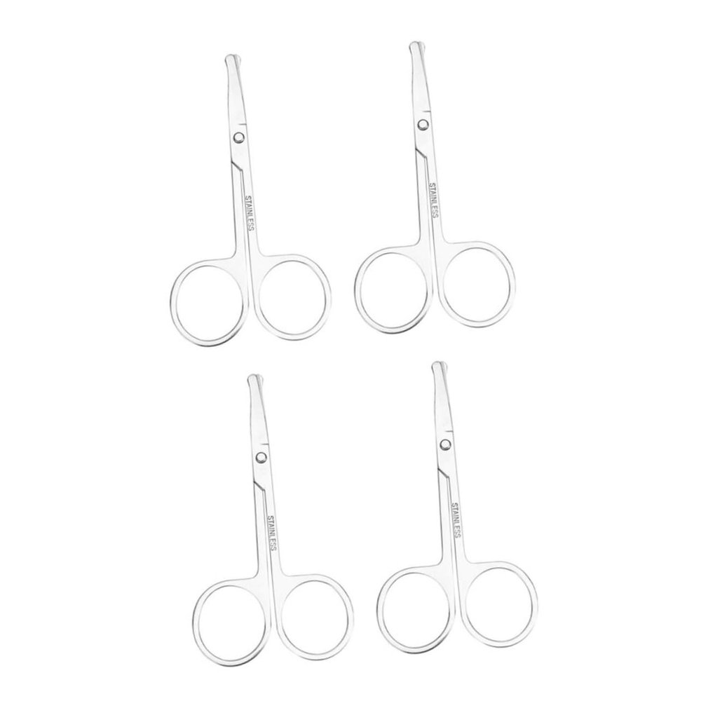 balacoo 4pcs Stainless Steel Facial Grooming Scissors Set for Eyebrow Nose Hair and Beard Trimming Ergonomic Design for Men and Women Beauty Tool for Daily Use