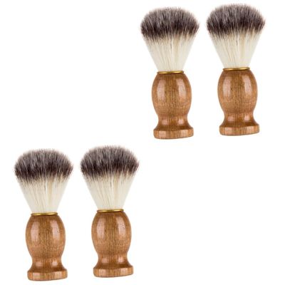FRCOLOR 4pcs Men's Shaving Brush Barber Brush Shave Accessory Wood Handle Soft Bristles