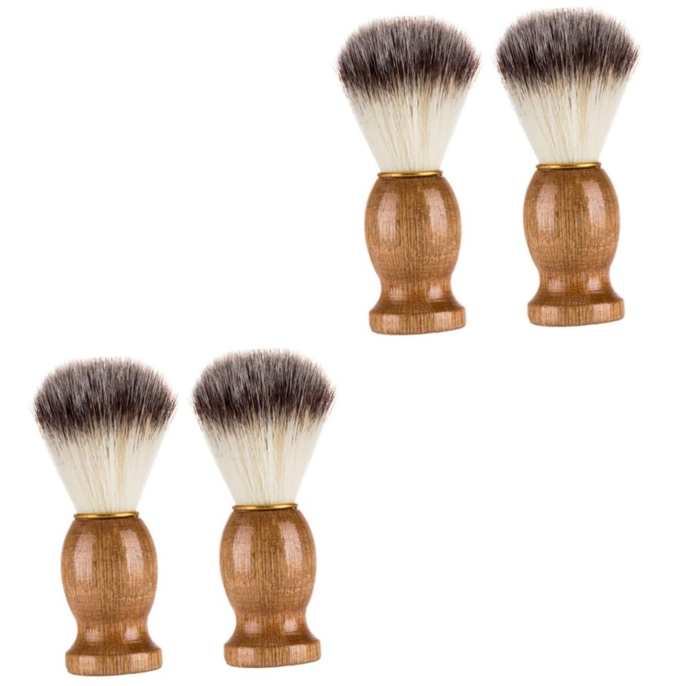 FRCOLOR 4pcs Men's Shaving Brush Barber Brush Shave Accessory Wood Handle Soft Bristles