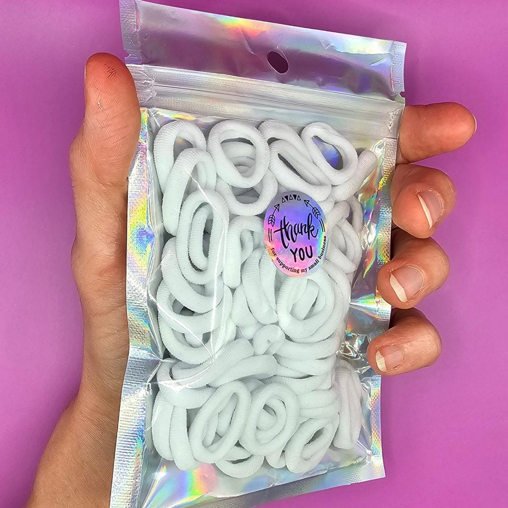 100pcs Cotton Baby Hair Ponytail Holders Kids Toddler Hair Ties No Damage to Hair Seamless Soft Ponytail Holders (White)
