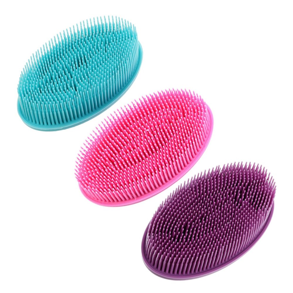 Angoily 3pcs Silicone Bath Brushes for Soft Double-Sided Exfoliating Body Scrubber Safe and Comfortable Shower Tool for Cleaning