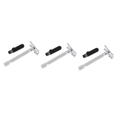 Angoily 3pcs Manual Safety for Men Ergonomic Handle Design for Close Shaving for Skin Double Brush Included