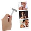 Angoily 3pcs Manual Safety for Men Ergonomic Handle Design for Close Shaving for Skin Double Brush Included view 2