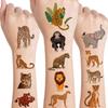 12 Sheets Jungle Animal Temporary Tattoos Stickers, Cheetah Birthday Party Supplies Jungle Theme Party Favors Gifts Safari Birthday Decorations Fake Tattoos Stickers Jungle Themed Goody Bag Stuffers view 1
