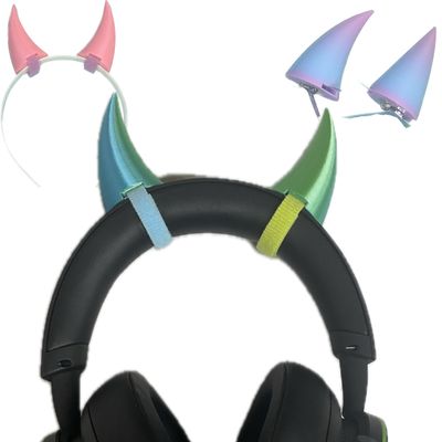 2x Demon horns for Headset/Cosplay - Made In USA - 20 Colors (Dual Lgreen/Lblue)