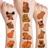12 Sheets Capybara Temporary Tattoo Stickers, Capybara Birthday Party Supplies Decorations Goodie Bag Fillers Fake Tattoos Party Favors Fun Capybara Stuff Gifts School Classroom Rewards view 1