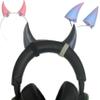 2x Demon horns for Headset/Cosplay - Made In USA - 20 Colors (Dual Black/Silver) view 1