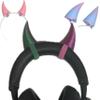 2x Demon horns for Headset/Cosplay - Made In USA - 20 Colors (Dual Green/Purple) view 1