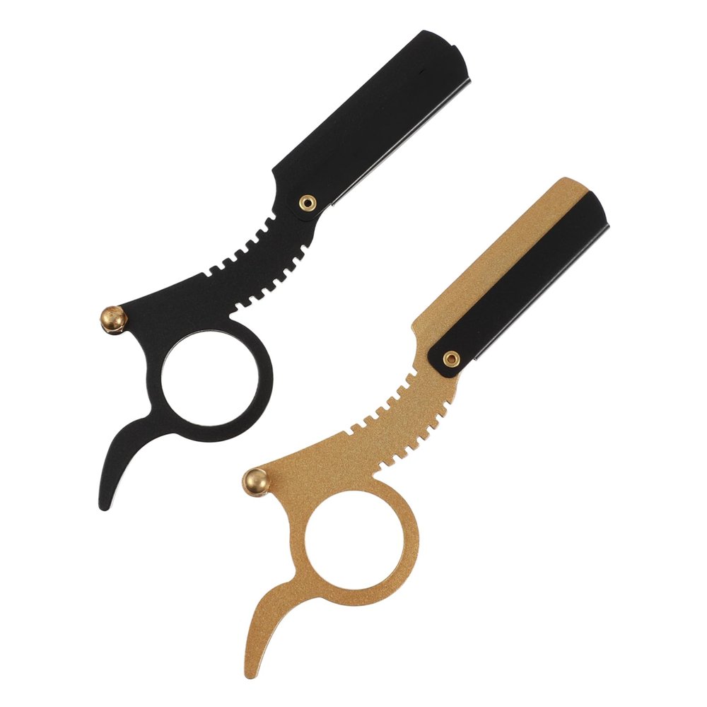 Angoily 2pcs Manual Razor for Men Classic Shaving Tool for Barbers Safe for Beard and Eyebrow Grooming Includes Gold and Black Razors Included