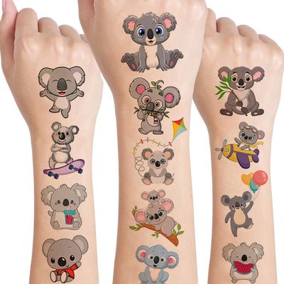 12 Sheet Koala Temporary Tattoos Stickers, Koala Birthday Party Supplies Decorations Cute Small Animal Fake Tattoos Stickers Koala Party Favors Goodie Bag Fillers School Classroom Reward Gifts