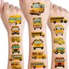 12 Sheets School Bus Temporary Tattoos Stickers, School Bus Birthday Party Supplies Decorations Transportation Stickers Cute Fake Tattoos Goodie Bag Fillers Party Favors School Classroom Reward Gifts view 1