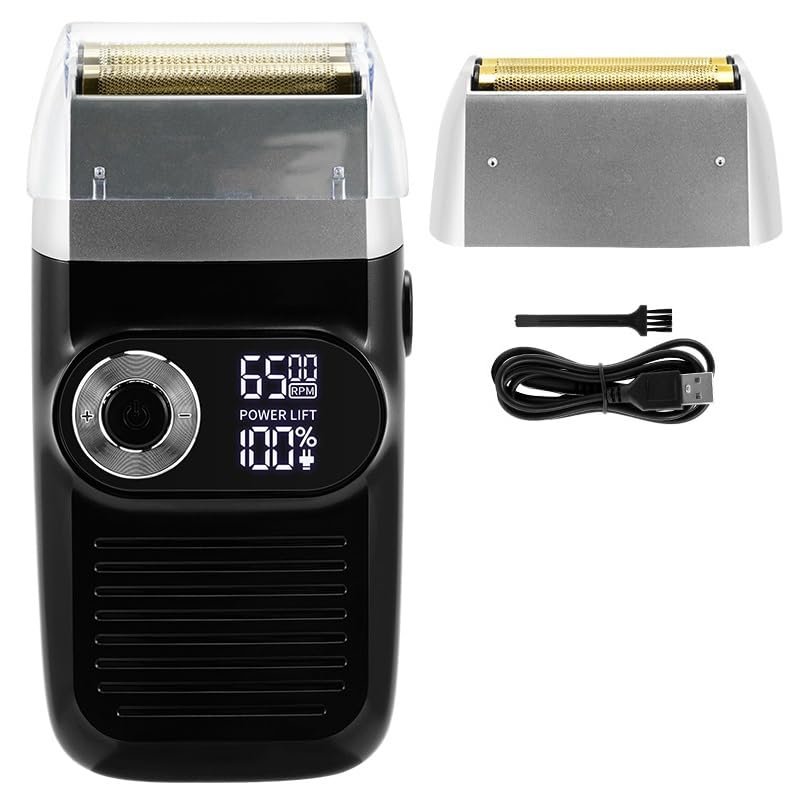 EKHOU Men's Shaver, Professional Shaver Hair Cleaning Shave Shaper Foil Electric Shaver Head Shaving Machine Rotary Motor Electric Razor for Men (Color : Black)