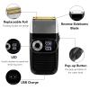 EKHOU Men's Shaver, Professional Shaver Hair Cleaning Shave Shaper Foil Electric Shaver Head Shaving Machine Rotary Motor Electric Razor for Men (Color : Black) view 2