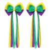 SUPCLIPS Mardi Gras Hair Bow Clips Long Tail Boutique Cheer Bow Hairpins Circus Carnival Hair Accessories for Kids Girls Women view 1