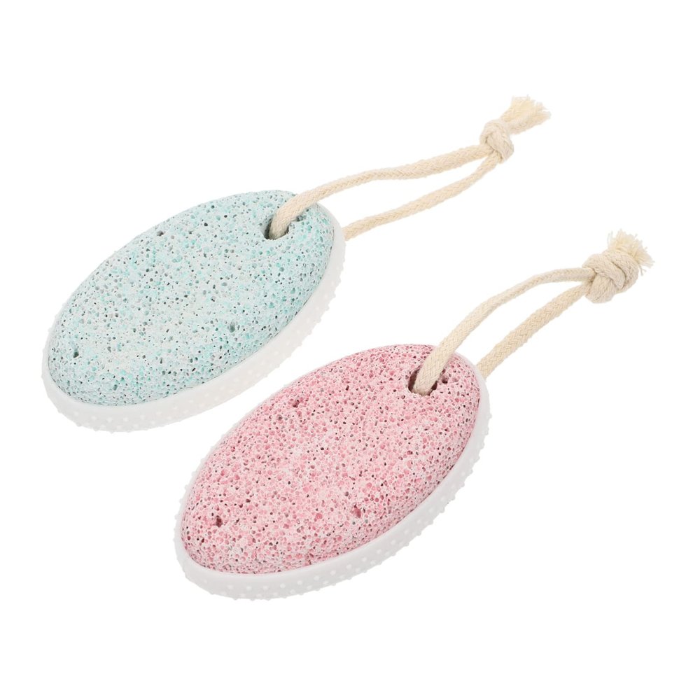 Housoutil 2pcs Pumice Stone Foot Callus Remover for Smooth Skin Natural Volcanic Stone Foot Scrubber Trimmer Blue Pink