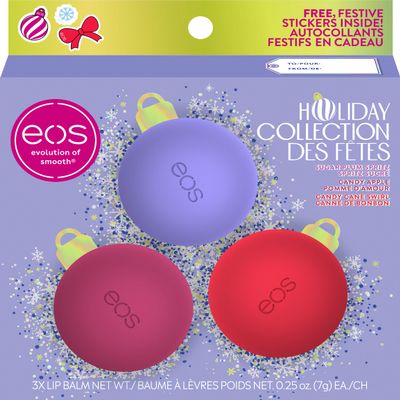 eos Holiday Lip Balm Sphere Gift Set, Sugar Plum Spritz, Candy Apple, Candy Cane Swirl, Limited Edition Lip Care, Natural Shea Butter, 0.25 oz, 3-pack