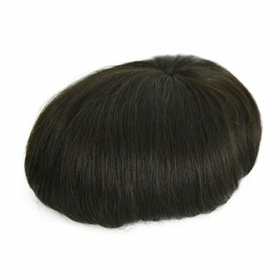 8x10 Natural Short for Man Human Hair Hand Tied Light for Hair Loss with Thin Hair Man Light Hairpiece (Black)