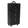 Makeup Train Case Hairdressing Trolley, Rolling Lockable Professional Stylist Beauty Salon Cosmetic Luggage Travel Organizer Tool Box with 4 Storage Compartments & Wheels and Hair Dryer Holder (Black) view 1