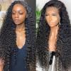 AUOCATTAIL Black Curly Wigs 13x6 HD Transparent Glueless Lace Front Wigs Simulation Human Hair 150 Density Pre Plucked Pre Cut With Baby Hair Deep Wave Wigs for Women (28 Inch) view 1