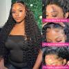 AUOCATTAIL Black Curly Wigs 13x6 HD Transparent Glueless Lace Front Wigs Simulation Human Hair 150 Density Pre Plucked Pre Cut With Baby Hair Deep Wave Wigs for Women (28 Inch) view 3