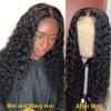 AUOCATTAIL Black Curly Wigs 13x6 HD Transparent Glueless Lace Front Wigs Simulation Human Hair 150 Density Pre Plucked Pre Cut With Baby Hair Deep Wave Wigs for Women (28 Inch) view 4