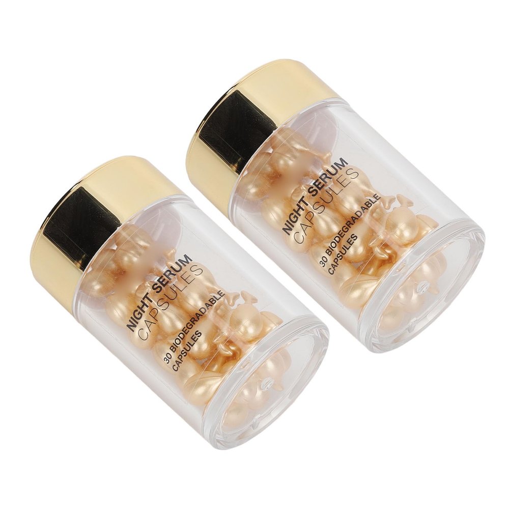60PCS Vitamin C Capsule, Hydrating Repairing Serum Capsule for Glowing Brightening Skin, Infused with Glycerin to Moisturize and Aging Hyaluronic Serum for