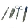 4 Pc Manicure Set Stainless Steel Grooming Kit Compact Travel Case Colors Gift Cuticle Pusher Nail Clippers Scissors File Groom Mani Pedicure Professional Nail Care Portable Travel Beauty Tools, Blue view 2
