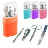 4 Pc Manicure Set Stainless Steel Grooming Kit Compact Travel Case Colors Gift Cuticle Pusher Nail Clippers Scissors File Groom Mani Pedicure Professional Nail Care Portable Travel Beauty Tools, Blue view 4