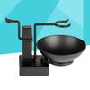 Angoily 2pcs Metal Shaving Brush Stand Soap Bowl Set for Men Black Durable Slip-resistant Base Smooth Edges Keeps Bathroom Tidy and Organized view 2