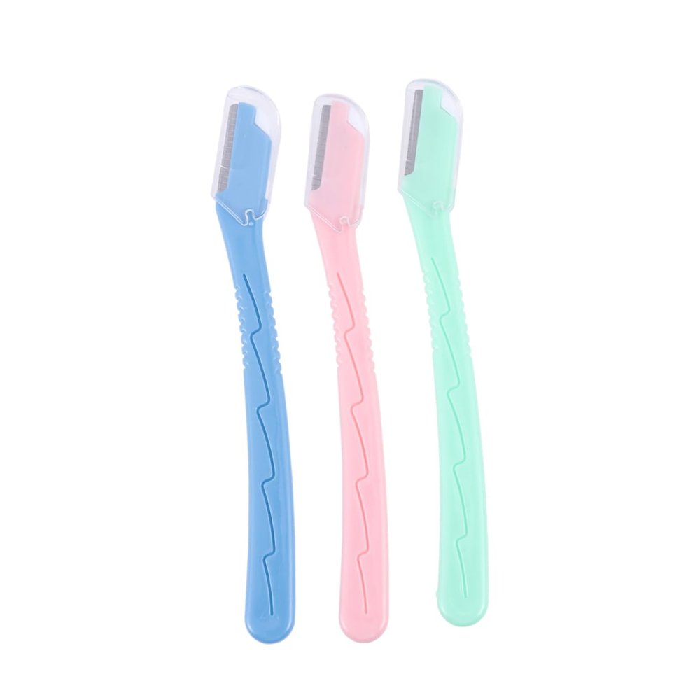 Angoily Facial Shaver for Women Eyebrow Razor Set 3pcs Stainless Steel Knives Lightweight Compact for Travel Random