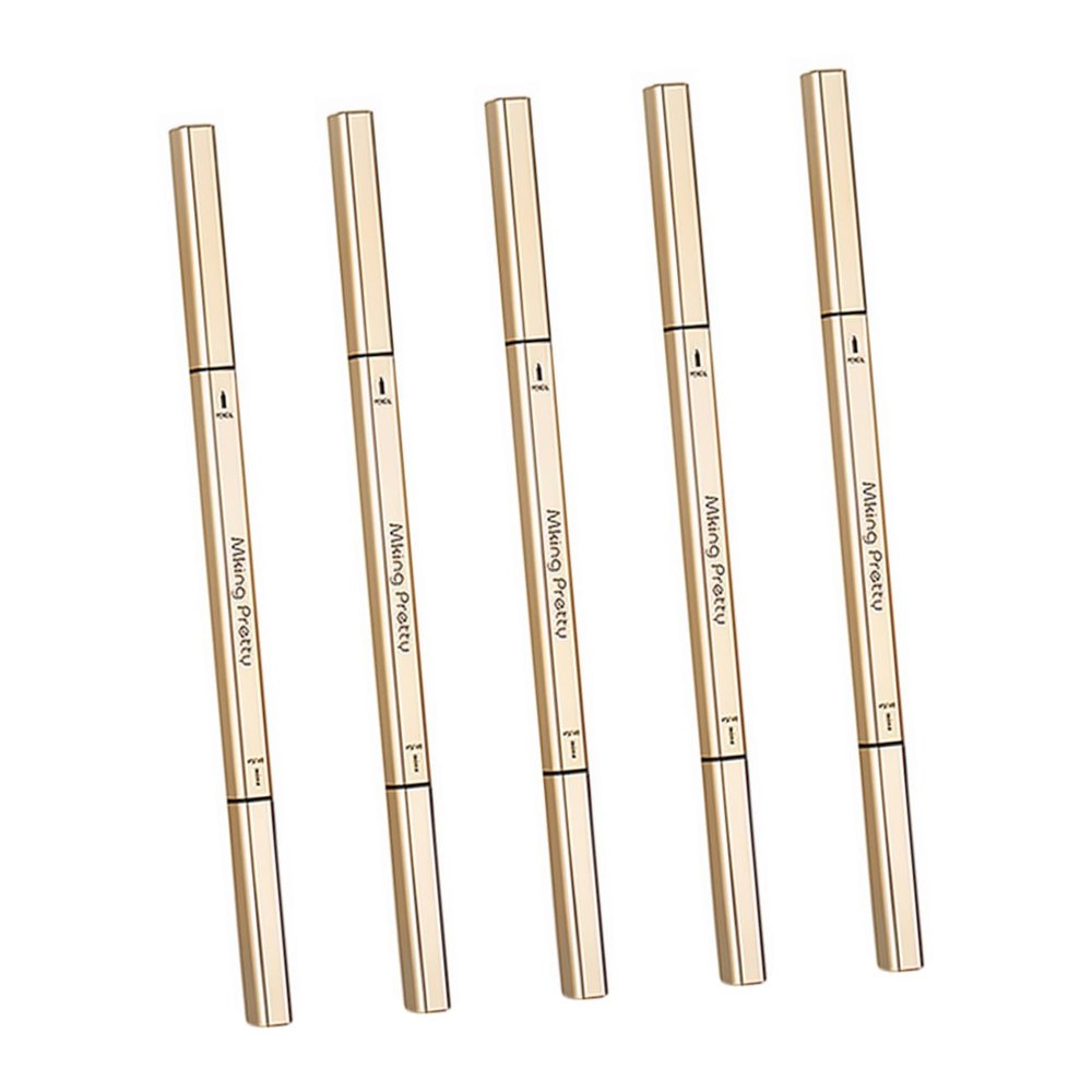 Angoily 5pcs Small Gold Bar Eyebrow Pen Dark Brown Eyebrow Pencil Brow Color cil Dual Tip Brow cil Deep Brown Double-head s Two-prong Plastic
