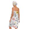 Bulletgxll Flowers with Leaves Women's Shower Wrap Towel Set of 3 Adjustable Spa Body Wrap Super Absorbent Bathrobe with Hair Towel & Headband view 2