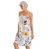 Bulletgxll Flowers with Leaves Women's Shower Wrap Towel Set of 3 Adjustable Spa Body Wrap Super Absorbent Bathrobe with Hair Towel & Headband view 3