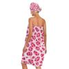Bulletgxll Pink Leopard Spot Women's Shower Wrap Towel Set of 3 Adjustable Spa Body Wrap Super Absorbent Bathrobe with Hair Towel & Headband view 2