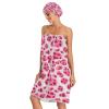 Bulletgxll Pink Leopard Spot Women's Shower Wrap Towel Set of 3 Adjustable Spa Body Wrap Super Absorbent Bathrobe with Hair Towel & Headband view 3