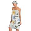 Bulletgxll Bees and Flowers Women's Shower Wrap Towel Set of 3 Adjustable Spa Body Wrap Super Absorbent Bathrobe with Hair Towel & Headband view 3