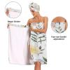 Bulletgxll Bees and Flowers Women's Shower Wrap Towel Set of 3 Adjustable Spa Body Wrap Super Absorbent Bathrobe with Hair Towel & Headband view 4