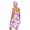 Bulletgxll Pink and Purple Butterfly Women's Shower Wrap Towel Set of 3 Adjustable Spa Body Wrap Super Absorbent Bathrobe with Hair Towel & Headband view 2