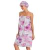 Bulletgxll Pink and Purple Butterfly Women's Shower Wrap Towel Set of 3 Adjustable Spa Body Wrap Super Absorbent Bathrobe with Hair Towel & Headband view 3