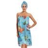 Bulletgxll Cartoon Sea Animals Women's Shower Wrap Towel Set of 3 Adjustable Spa Body Wrap Super Absorbent Bathrobe with Hair Towel & Headband view 1
