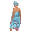 Bulletgxll Cartoon Sea Animals Women's Shower Wrap Towel Set of 3 Adjustable Spa Body Wrap Super Absorbent Bathrobe with Hair Towel & Headband view 2