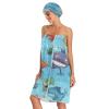 Bulletgxll Cartoon Sea Animals Women's Shower Wrap Towel Set of 3 Adjustable Spa Body Wrap Super Absorbent Bathrobe with Hair Towel & Headband view 3