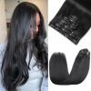 Clip in Hair Extensions Real Human Hair - 24 Inch 7pcs, Natural Black - Remy Human Hair Clip in Hair Extensions Straight for Women (#1B 24 Inch) view 1