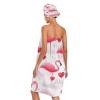 Bulletgxll Flamingos and Hearts Women's Shower Wrap Towel Set of 3 Adjustable Spa Body Wrap Super Absorbent Bathrobe with Hair Towel & Headband view 2