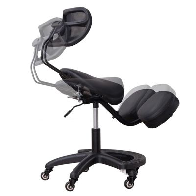 SAYOBO Professional Kneeling Chair Saddle Shape, Ergonomic Saddle Posture Stool Adjustable Height, Angled Support Seat for Office/Massage/Dental Clinic