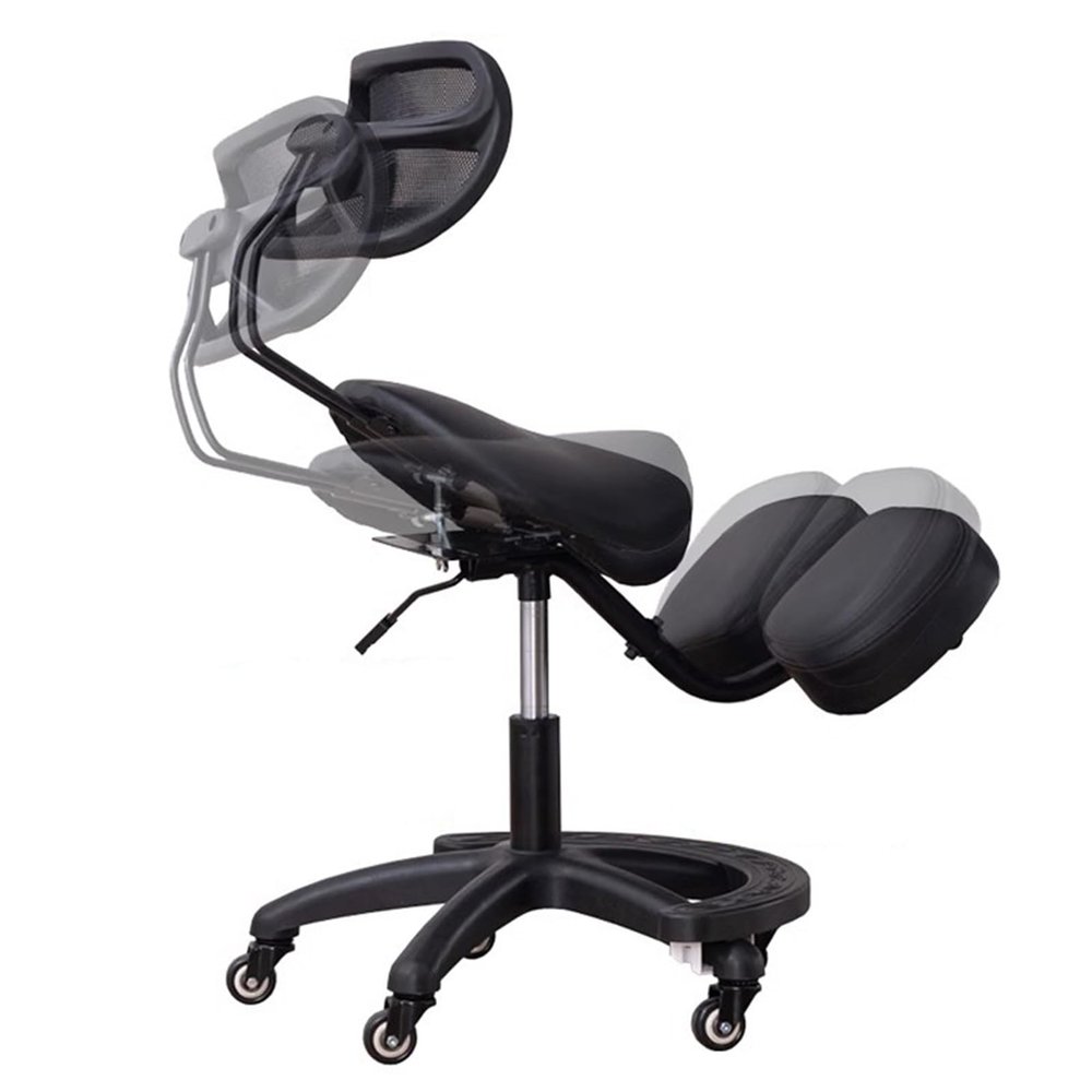 SAYOBO Professional Kneeling Chair Saddle Shape, Ergonomic Saddle Posture Stool Adjustable Height, Angled Support Seat for Office/Massage/Dental Clinic