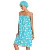 Bulletgxll Blue and White Dot Women's Shower Wrap Towel Set of 3 Adjustable Spa Body Wrap Super Absorbent Bathrobe with Hair Towel & Headband view 3
