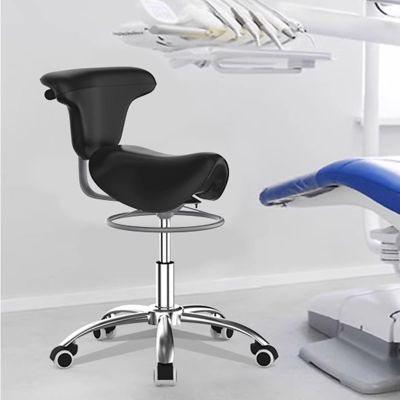 SAYOBO Dental Hygienist Saddle Chairs Stool, Back Support Ergonomic Seat, Adjustable 57-67 Cm Rolling Saddle Stool for Salon Massage Spa Tattoo (Color : Black)