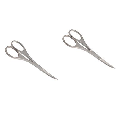 Mipcase 2 Pcs Safety Stainless Steel Scissors Nose Hair Trimmer Eyebrow Scissors Precision Round Edges Comfortable Grip